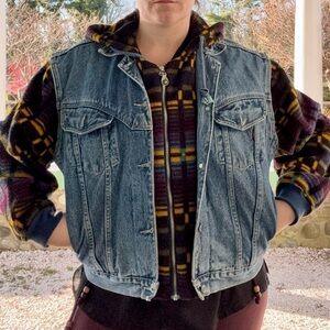 VTG Denim & Fleece Cropped Cozy Jacket by Bugle Boy Jeans sz L